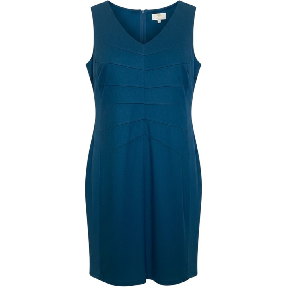 Liz Lange Womens XL Teal Blue Faux Suede Tiered V-Neck Sleeveless Sheath Dress